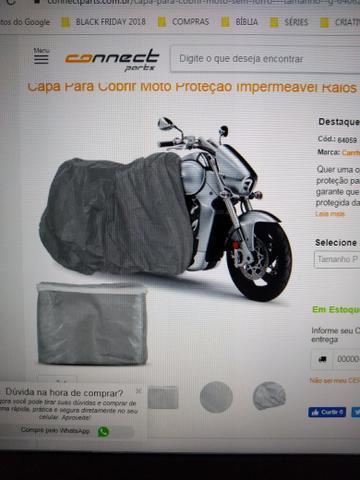 Capa proteção UV, chuva e sol, com elástico para moto