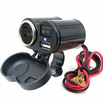 Tomada Usb P/ Moto Carregador Celular Gps Acendedor Cigarro