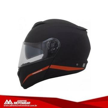 Capacete escamoteável norisk force preto/fosco com laranja