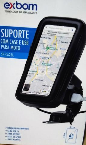 Suporte Com Case Usb Para Moto Sp-ca25l