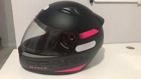 Capacete Moto EBF Spark R-pace Preto Fosco Com Rosa