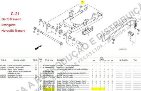 Garfo traseiro cg150 ks/es/esi 09