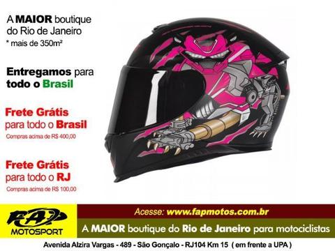 Capacete Axxis Eagle Moto Animals Preto Rosa - Frete Grátis Brasil