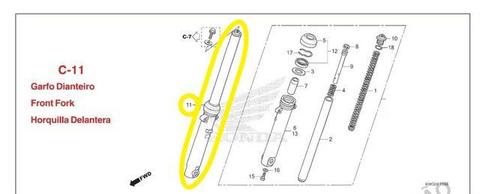 Garfo diant direito completo cg125 fan 2012