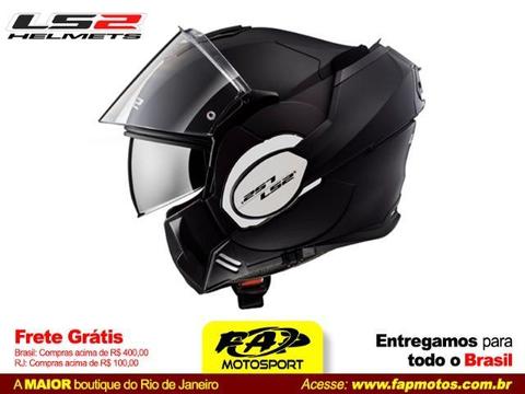 Capacete Moto Ls2 Articulado Ff324 Valiant Monocolor Preto Fosco