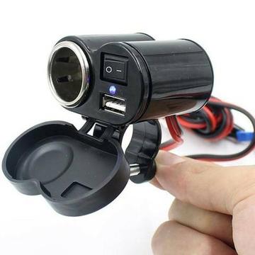 Tomada 12v e 5v Usb para Moto Carregador Celular Gps
