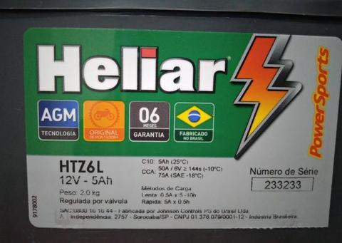 Bateria Heliar HTZ6L 5ah Titan - Fan -Biz - Bros 125/150