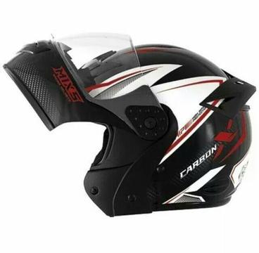 Liquidação! Capacete Moto Mixs Gladiator Carbon Neo Articulado Escamoteavel Robocop