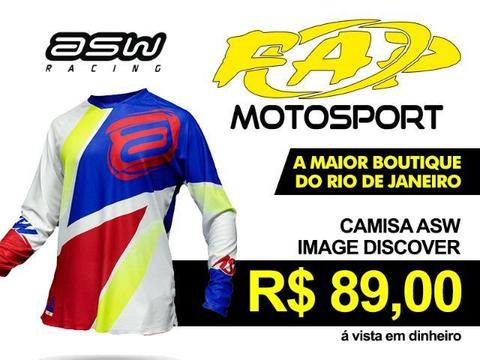 Camisa Asw Discover Azul Branca Vermelha // FAP Motosport