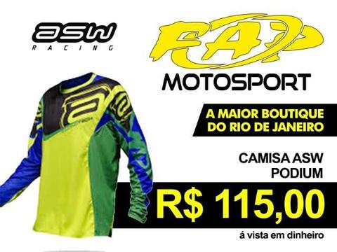 Camisa Asw Podium Amarela Verde Azul // FAP Motosport