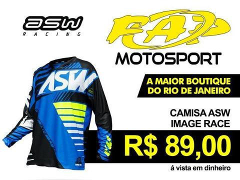 Camisa Asw Image Azul Preto Amarelo // FAP Motosport