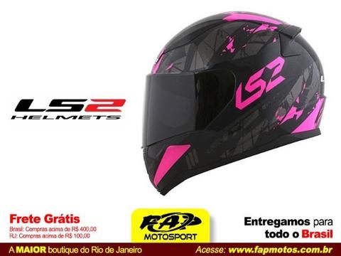 Capacete Ls2 Ff353 Moto Rapid Palimnesis Preto Rosa - Frete Grátis Brasil