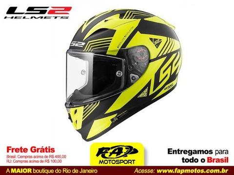 Capacete Ls2 Moto Ff323 Arrow R Neon Matte Preto/amarelo - Tri Composto / Frete Grátis Bra