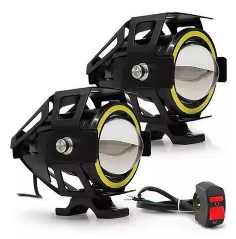 (NOVO) Par Farol Milha Led Moto Universal U7 Angel Com 2 unidades