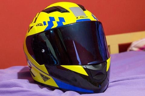 Capacete Ls2 Ff320 Stream Podium Amarelo Preto Azul - Tam. 58