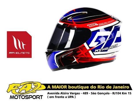 Capacete Moto Mt Revenge Replica GP Branco/Azul/Vermelho