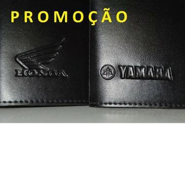Carteira Porta Documentos C/ Logo Da Honda/yamaha Baixo Relevo