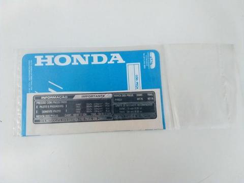 Adesivo novo original informações / calibragem pneus Honda CBR450SR