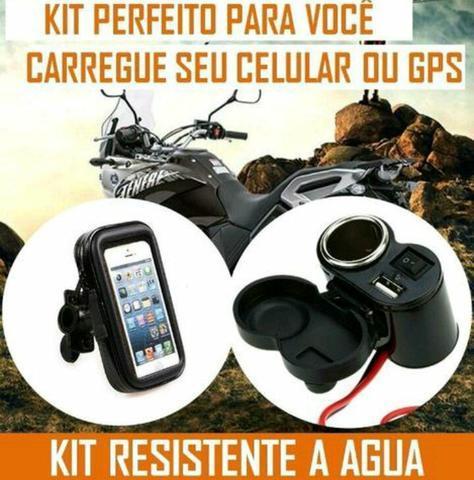 Kit completo Suporte + Carregador impermeáveis celular moto, Loja centro de