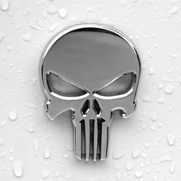 Justiceiro Adesivo 3d Moto Punisher Caveira Emblema Metal Cromado Carro Moto