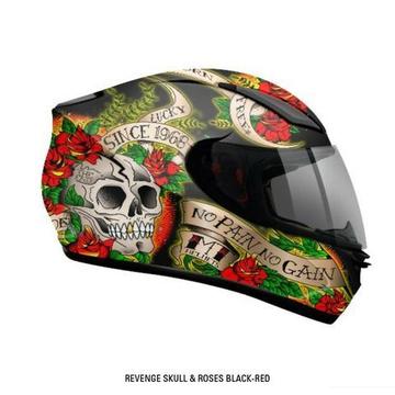 Capacete mt revenge skull e roses tamanho 58 com entrega em todo rio!