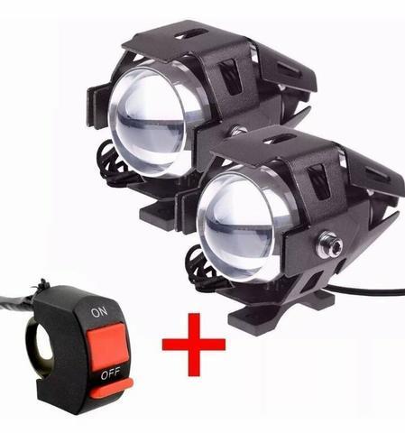 Par Farol Milha Moto Aux Neblina Led U5 Preto 12v Xenon